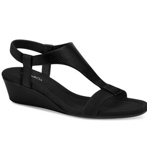 Style & Co Step N Flex Black Wedge Sandals Size 7 *Brand New*